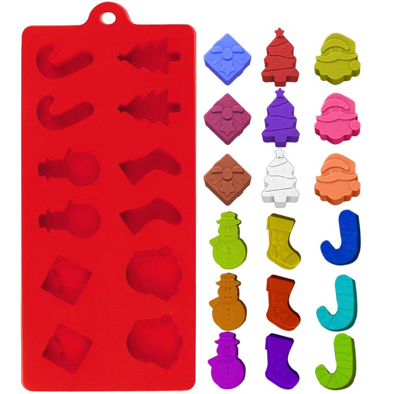 DanziX 3 Pack Silicone Christmas Candy Molds, DanziX Christmas Chocolate Molds for Holiday Party Cake Decoration - Red,Green - Image 3